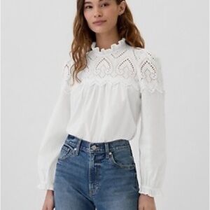 GAP White Eyelet Lace Blouse